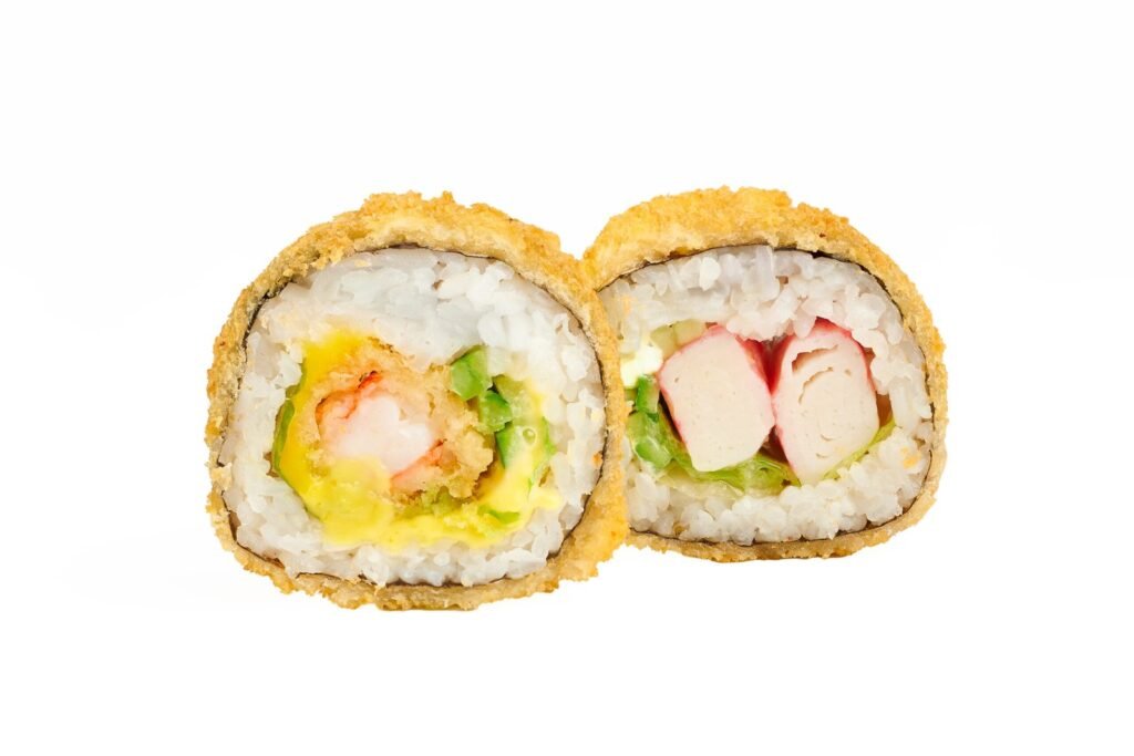 46. SPICY EBI CHEDDAR 4 pcs. CRISPY CANI WASABI 4 pcs.